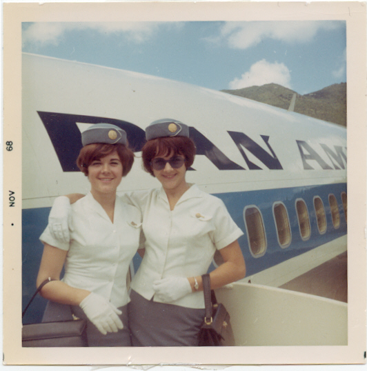 1969 November  Susanne Malm & colleague doorway of  Boeing 707